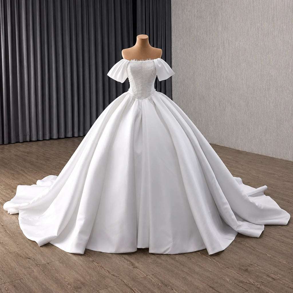 ChicSew Off Shoulder Beaded Ball Gown Wedding Dress
