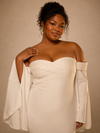 ChicSew Elegant Crepe Sweetheart A-Line Flutter Sleeves Floor-Length Wedding Dress