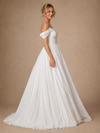ChicSew Elegant V-Neck Off The Shoulder Chiffon A-Line Maxi Wedding Dress With 3D Flowers