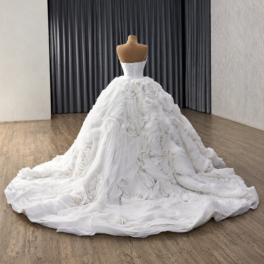 ChicSew Luxurious Strapless Beaded Ball Gown Wedding Dress