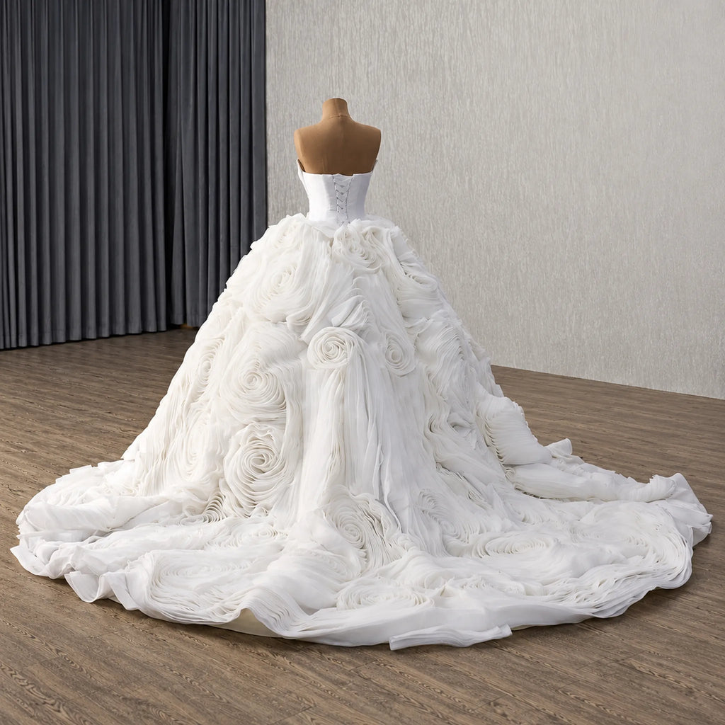 ChicSew Luxurious Strapless Beaded Ball Gown Wedding Dress