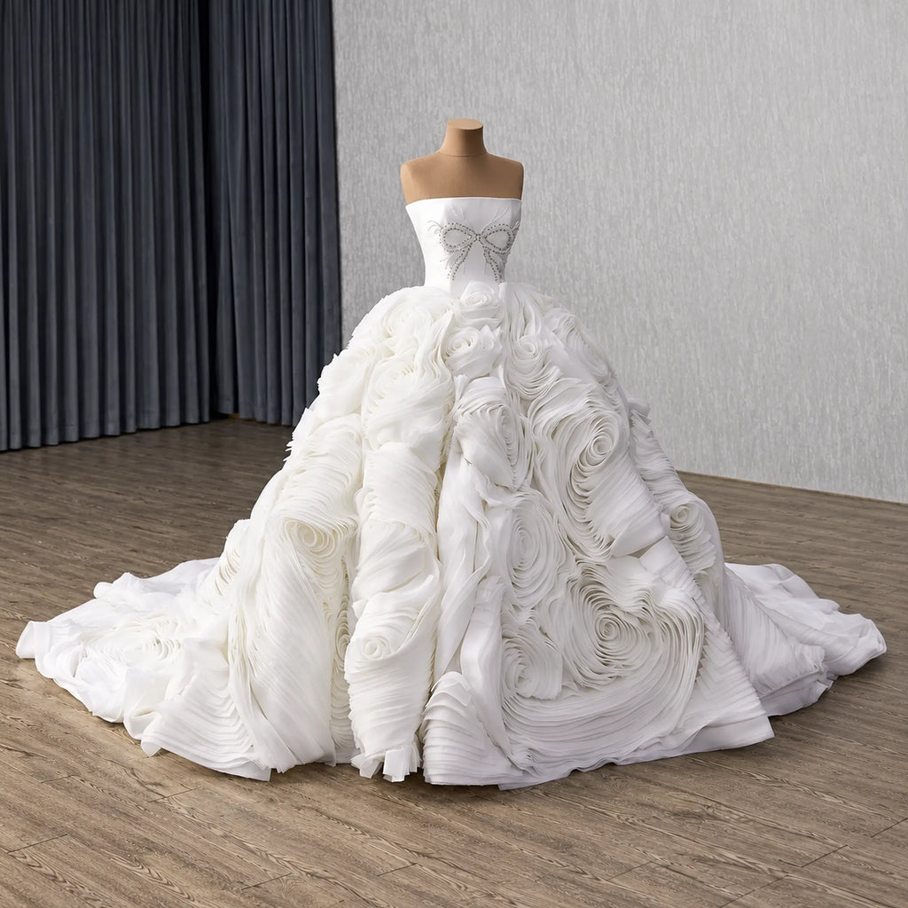 ChicSew Luxurious Strapless Beaded Ball Gown Wedding Dress
