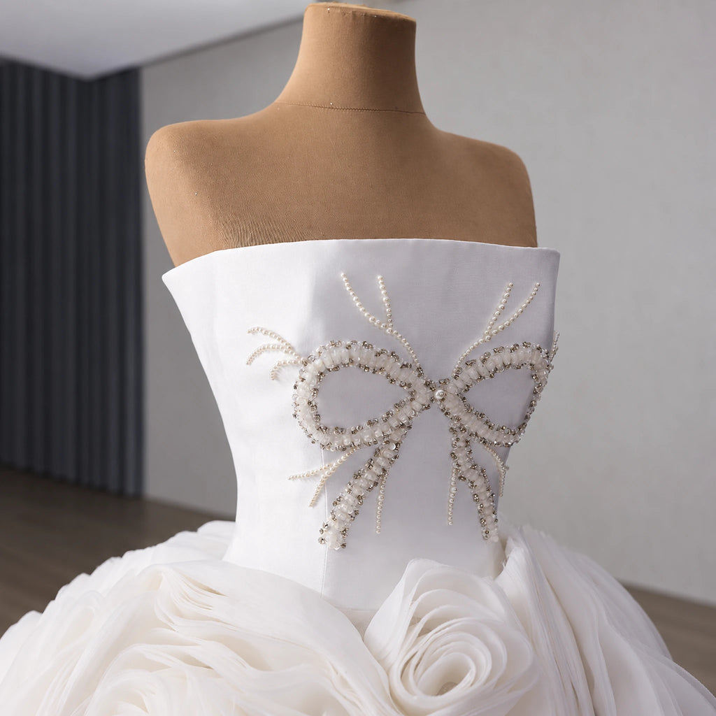 ChicSew Luxurious Strapless Beaded Ball Gown Wedding Dress