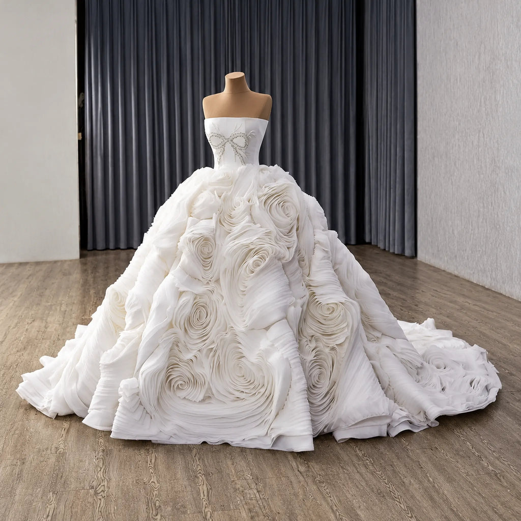 ChicSew Luxurious Strapless Beaded Ball Gown Wedding Dress
