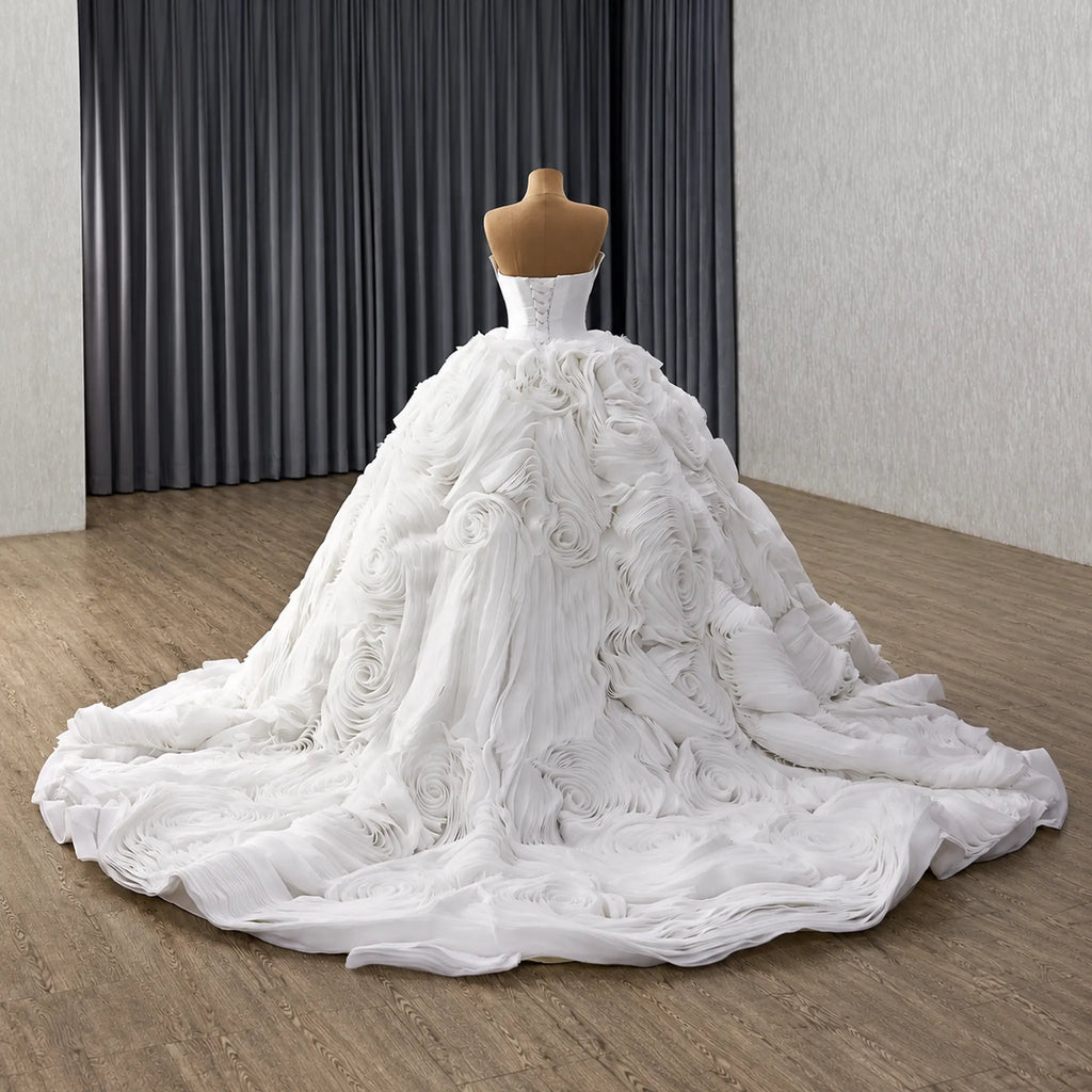 ChicSew Luxurious Strapless Beaded Ball Gown Wedding Dress