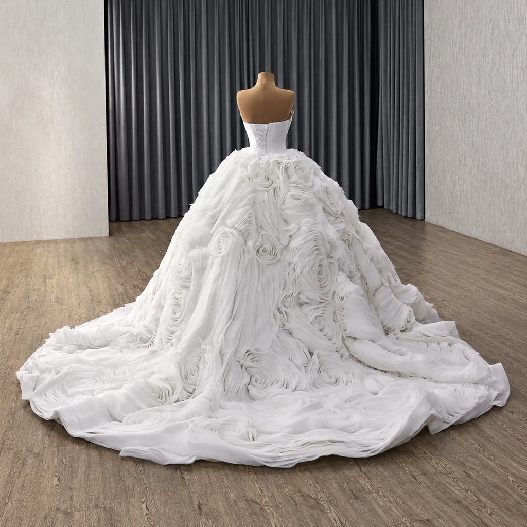 ChicSew Luxurious Strapless Beaded Ball Gown Wedding Dress
