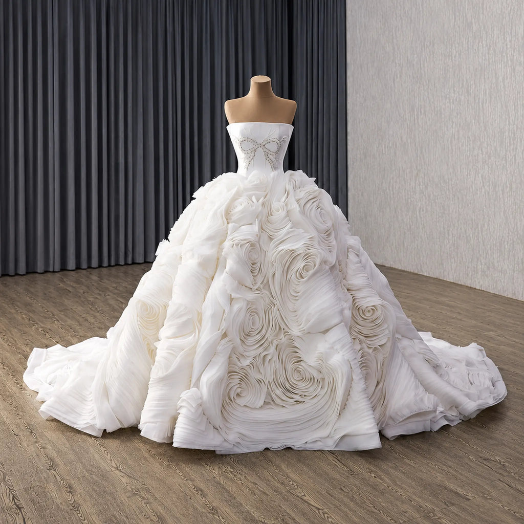 ChicSew Luxurious Strapless Beaded Ball Gown Wedding Dress