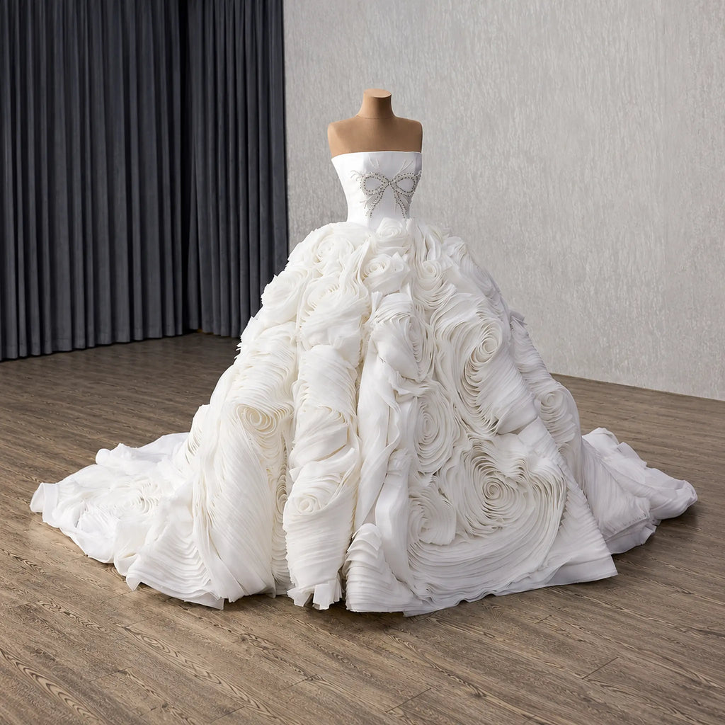 ChicSew Luxurious Strapless Beaded Ball Gown Wedding Dress