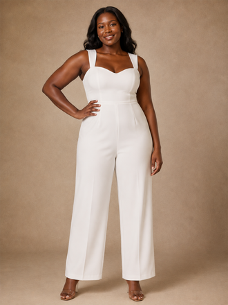 ChicSew Modern Elegant Crepe Sweetheart Long Wedding Jumpsuit