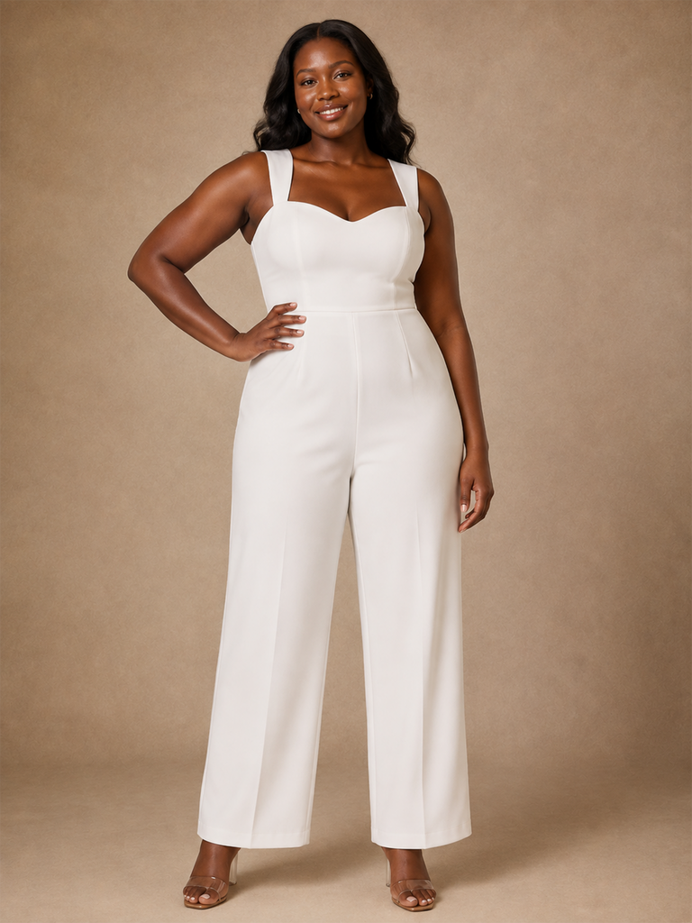 ChicSew Modern Sweetheart Crepe Ankle-Length Long Wedding Jumpsuit