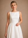 ChicSew Fancy Sabrina A-Line Sleeveless Satin High-Low Wedding Dress