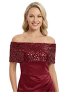Chicsew Elegant Satin Off Shoulder Sequin Mermaid Mother Of The Groom Gowns