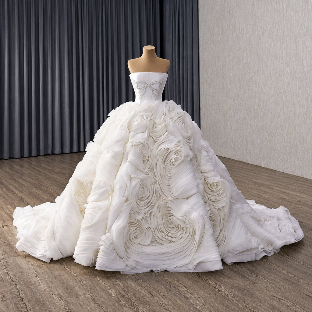 ChicSew Luxurious Strapless Beaded Ball Gown Wedding Dress