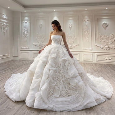 ChicSew Luxurious Strapless Beaded Ball Gown Wedding Dress