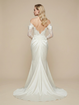 Mermaid Long Sleeves Side Slit Maxi Long Satin Wedding Dresses Online