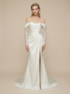 Mermaid Long Sleeves Side Slit Maxi Long Satin Wedding Dresses Online