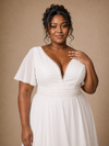 ChicSew Elegant V-Neck Chiffon Flutter Sleeves A-Line Floor-Length Wedding Dress