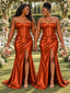 ChicSew Sexy Strapless Boning Ruching Side Slit Mermaid Soft Satin Bridesmaid Dresses