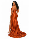 ChicSew Sexy Strapless Boning Ruching Side Slit Mermaid Soft Satin Bridesmaid Dresses