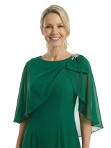 Chicsew Mother of The Bride Dresses Scoop Cape Sleeve Chiffon Maxi Gown Elegant Formal Wedding Event Attire