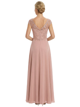 Chicsew Mother of The Groom Dresses V-Neck Cap Sleeve Chiffon Mermaid Maxi Gown With Slit Fancy Ruffled Formal Bridal Party Dress