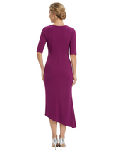 Chicsew Elegant V-Neck Ruffles Mermaid Evening Gown Tea-Length Mother Of The Groom Dresses