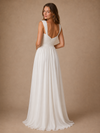 ChicSew Fancy Spaghetti Straps Sleeveless Chiffon A-Line Side Slit Long Wedding Dress
