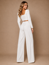 ChicSew Modern Square Neckline Long Sleeves Two-Piece Long Wedding Pantsuit