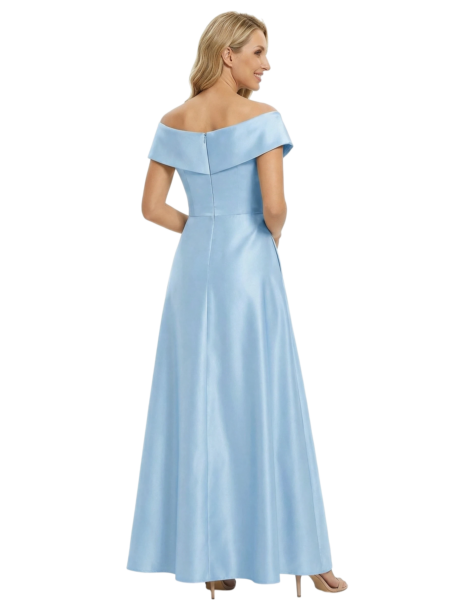 Chicsew Elegant Off Shoulder Ruched Floor-Length Satin A-Line Mother Of The Bride Dresses