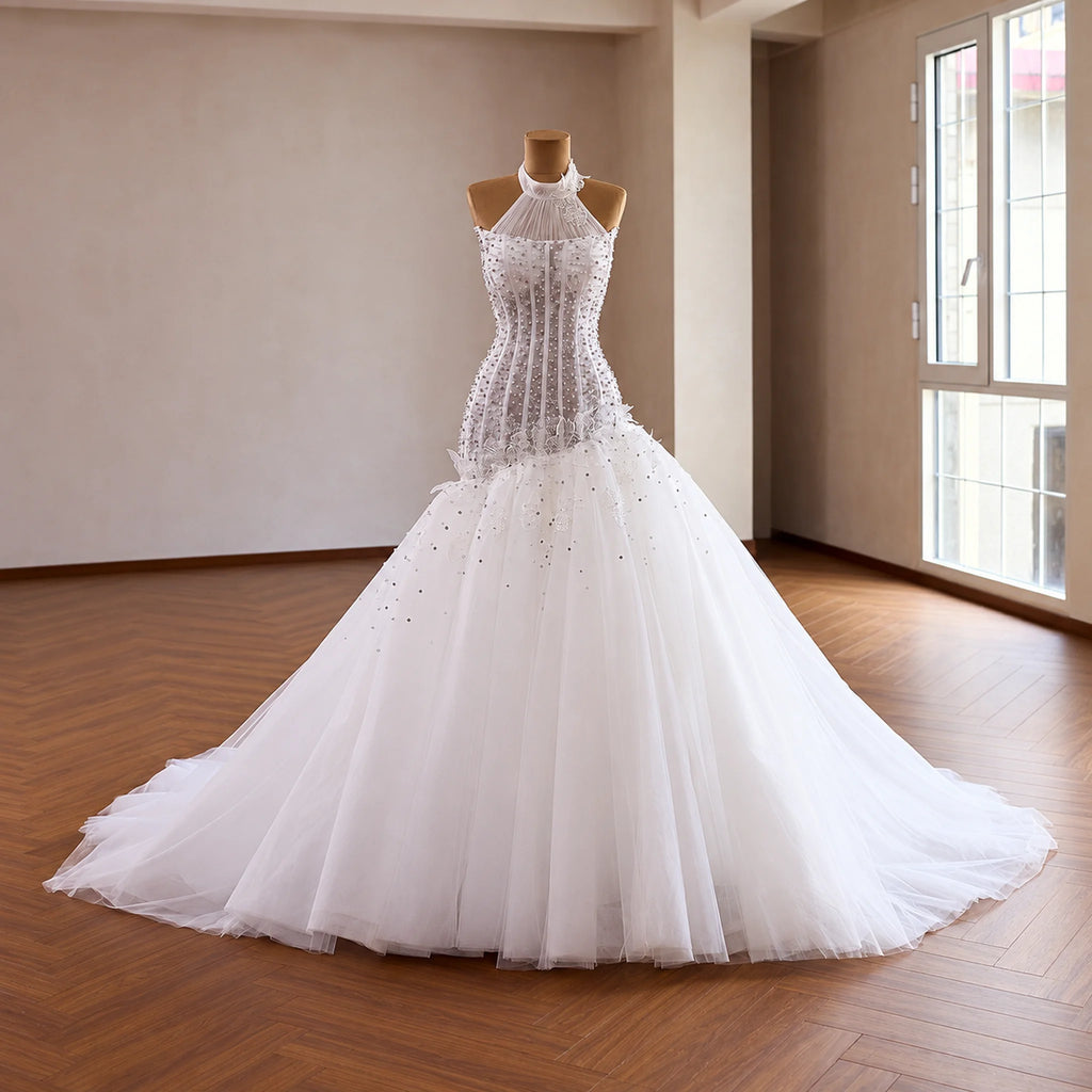 ChicSew Halter Luxurious Wedding Dress With Beaded