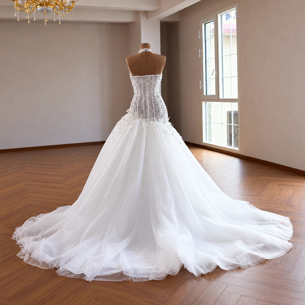 ChicSew Halter Luxurious Wedding Dress With Beaded