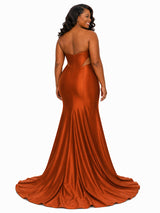 ChicSew Sexy Sweetheart Ruching Side Slit Mermaid Soft Satin Long Bridesmaid Dresses