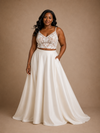 ChicSew Beautiful Two‑Piece Spaghetti Straps Lace Applique Satin A-Line Floor-Length Wedding Dress