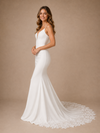 ChicSew Sexy Mermaid Spaghetti Straps Sleeveless Satin Long Wedding Dresses With Lace Train