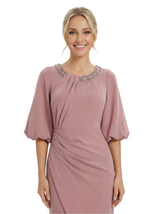 Chicsew Beautiful Jewel Half Sleeves Sheath Chiffon Mother Of The Bride Dress