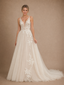 ChicSew Fancy Spaghetti Straps Tulle Lace Appliques A-Line Maxi Wedding Dress