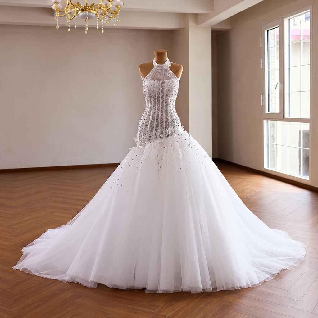 ChicSew Halter Luxurious Wedding Dress With Beaded