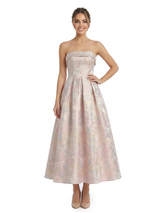 ChicSew Beautiful Jacquard Satin Strapless A-Line Ankle-Length Evening Formal Dresses