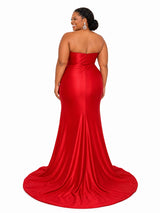 ChicSew Sexy Sweetheart Beading Ruched Side Slit Mermaid Soft Satin Bridesmaid Dresses