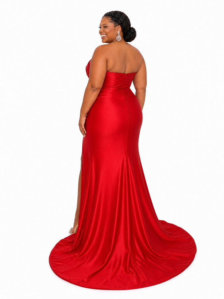 ChicSew Sexy Sweetheart Beading Ruched Side Slit Mermaid Soft Satin Bridesmaid Dresses