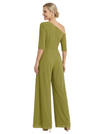 Chicsew Unique Half Sleeves Jumpsuit Mother Of The Bride Chiffon Modern Pantsuit