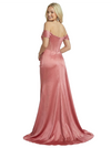 Elegant Off Shoulder Sleeveless Ruched Satin Mermaid Prom Dress With Side Overlay