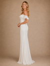 ChicSew Elegant Ruffled Off The Shoulder Satin Mermaid Floor-Length Wedding Dress