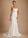 ChicSew Sexy Mermaid Spaghetti Straps Sleeveless Crepe Long Wedding Dresses
