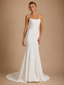 ChicSew Sexy Mermaid Spaghetti Straps Sleeveless Crepe Long Wedding Dresses