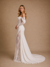 ChicSew Beautiful Unique Sweetheart Boning Long Sleeves Ruched Mermaid Lace Chiffon Maxi Wedding Dress