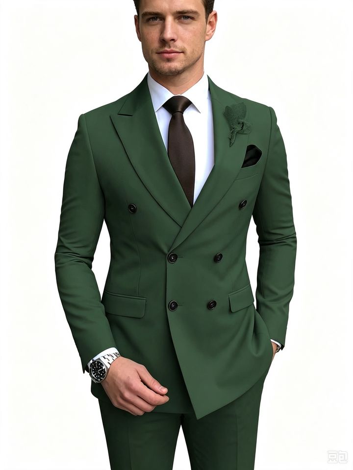 Classic 1 Piece Emerald Men's Suit with Regular Fit and Sophisticated Peak Lapel