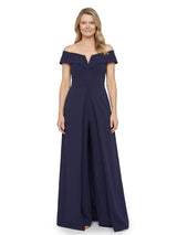 Chicsew Off Shoulder Sleeveless Jumpsuit Floor Length Stretch Crepe For Mother Of The Bride