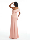 Elegant One Shoulder Side Slit Mermaid Soft Satin Maxi Formal Dresses For Women