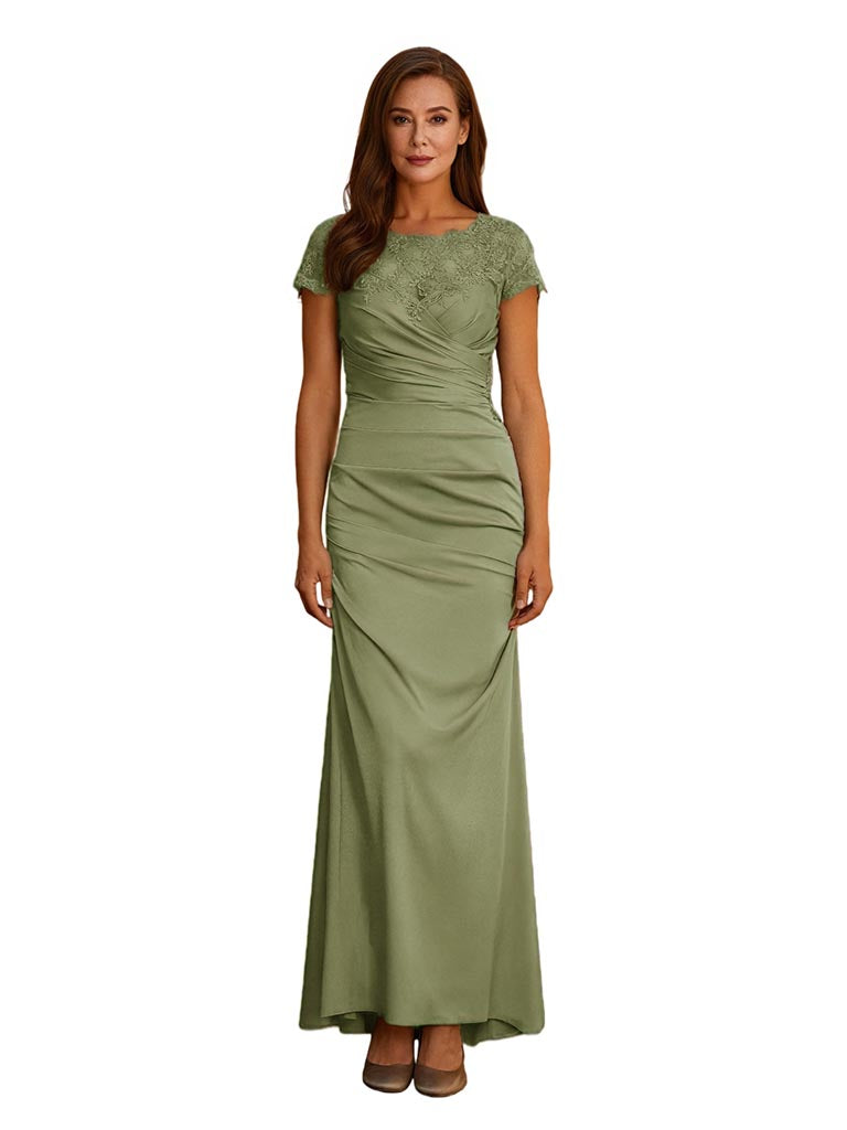 Elegant Cap Sleeves Lace Applique Chiffon Mermaid Mother Of The Bride Dresses